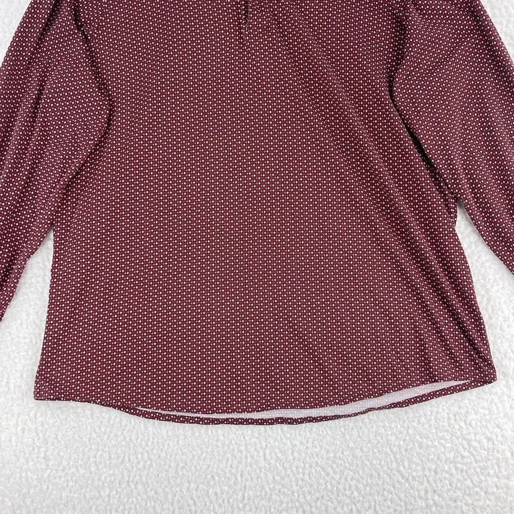 Lands'‎ End Red Long Sleeve Polo Shirt Mens Collared Stretch Geo Print Size XXL